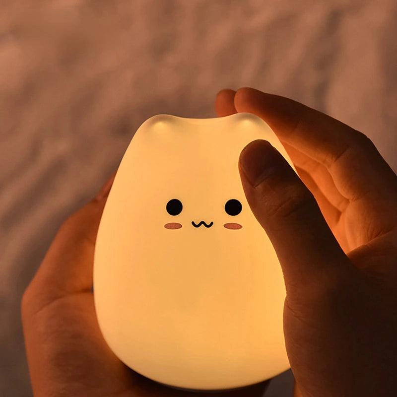 JOYINLED Mini Cat Night Light Pat Soft Silicone Lamp Cute Room Decor Toy for Children Personalized NewYear Gift Atmosphere Light