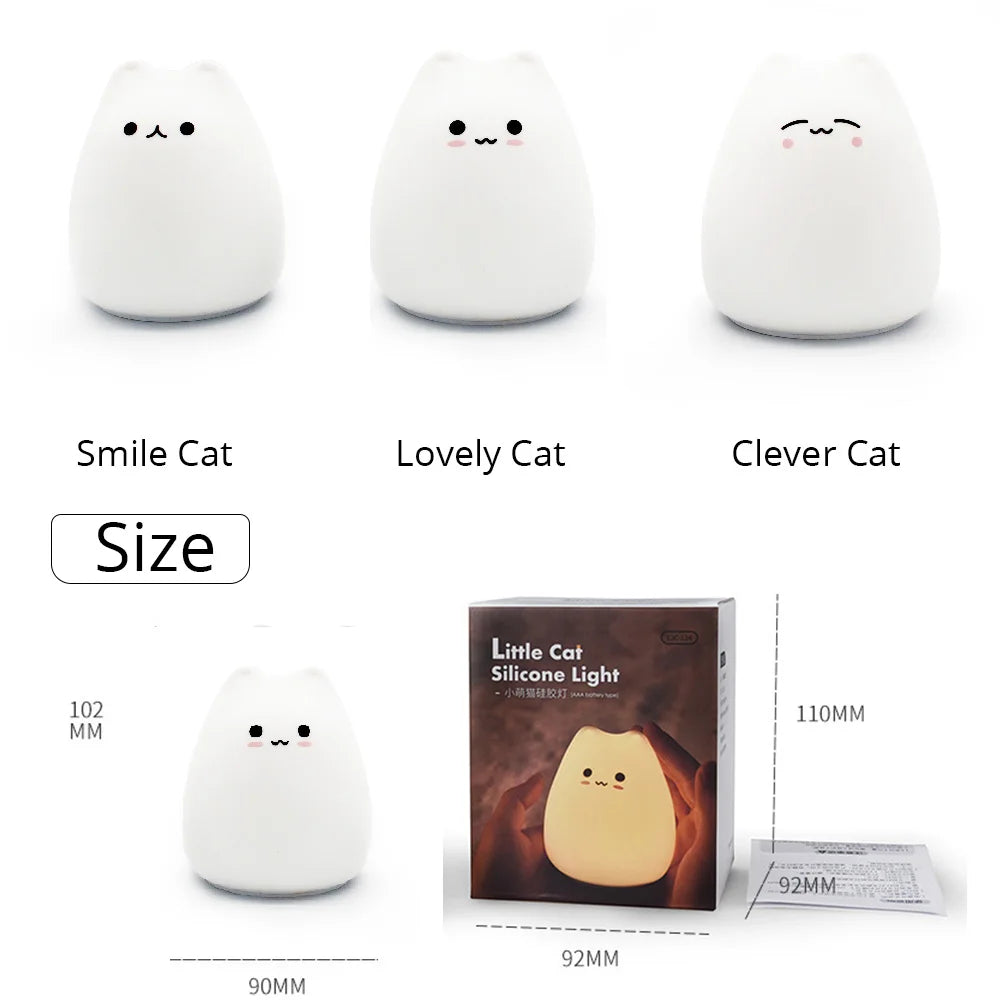 JOYINLED Mini Cat Night Light Pat Soft Silicone Lamp Cute Room Decor Toy for Children Personalized NewYear Gift Atmosphere Light