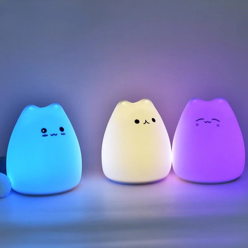 JOYINLED Mini Cat Night Light Pat Soft Silicone Lamp Cute Room Decor Toy for Children Personalized NewYear Gift Atmosphere Light