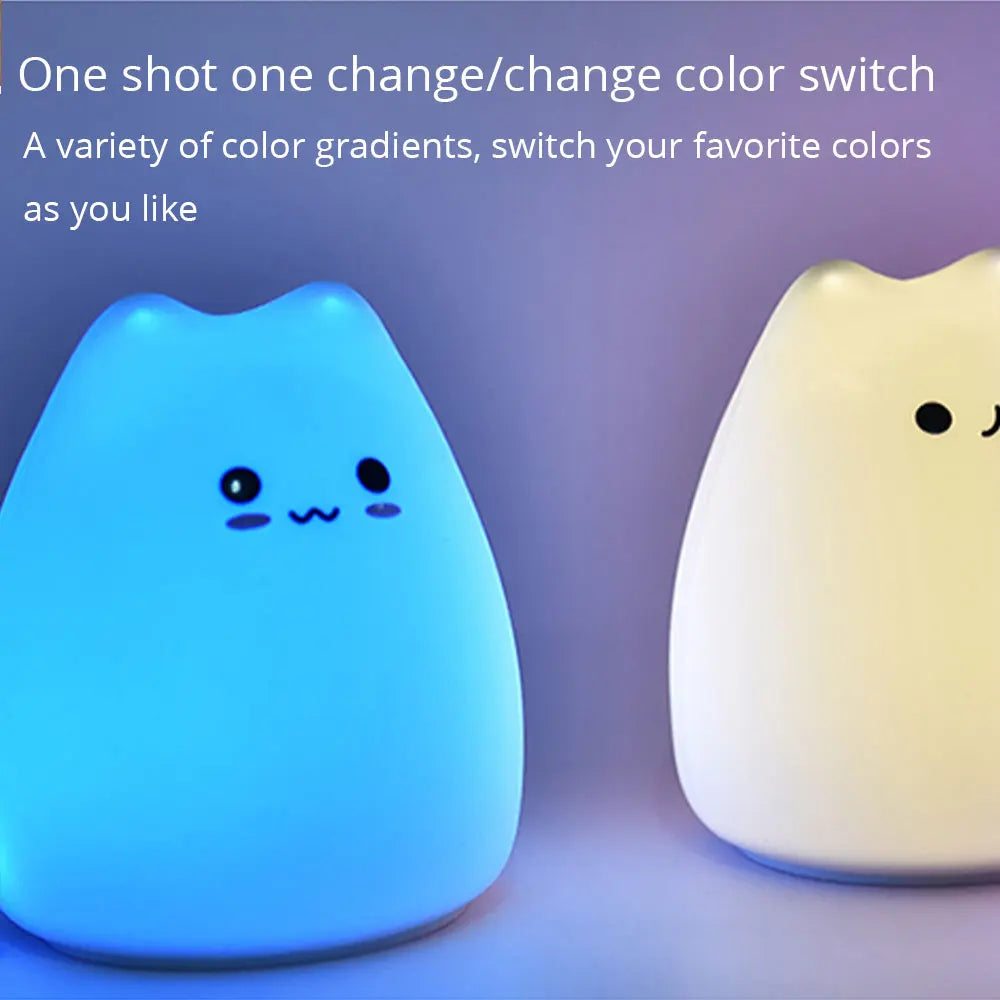 JOYINLED Mini Cat Night Light Pat Soft Silicone Lamp Cute Room Decor Toy for Children Personalized NewYear Gift Atmosphere Light