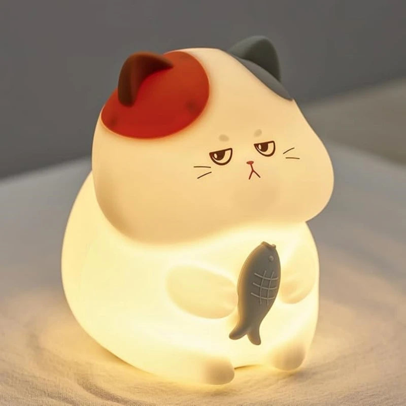 Gourmand Cat Night Light,Ambient Pat-Pat Lamp,Rechargeable,Timer,Ideal for Home Decor,Perfect Gift Choice