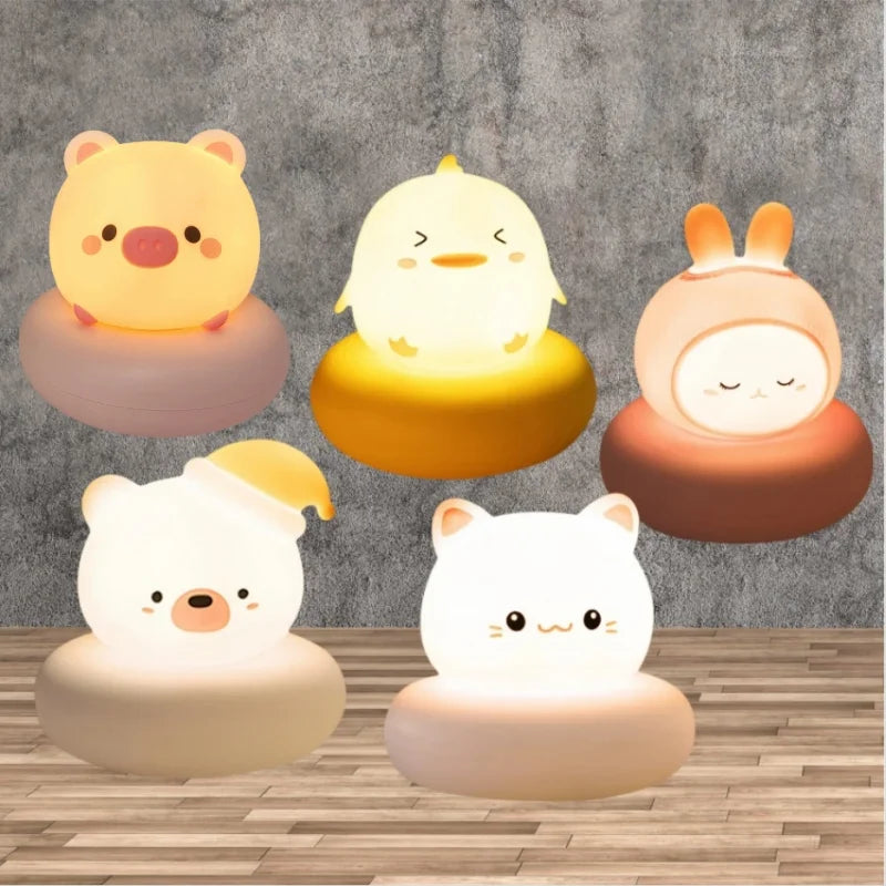 Cute Animal Night Light for Kids 3 Level Dimmable Nursery Sleeping Lamp Touch Control Nightlight for Breastfeeding Toddler Decor