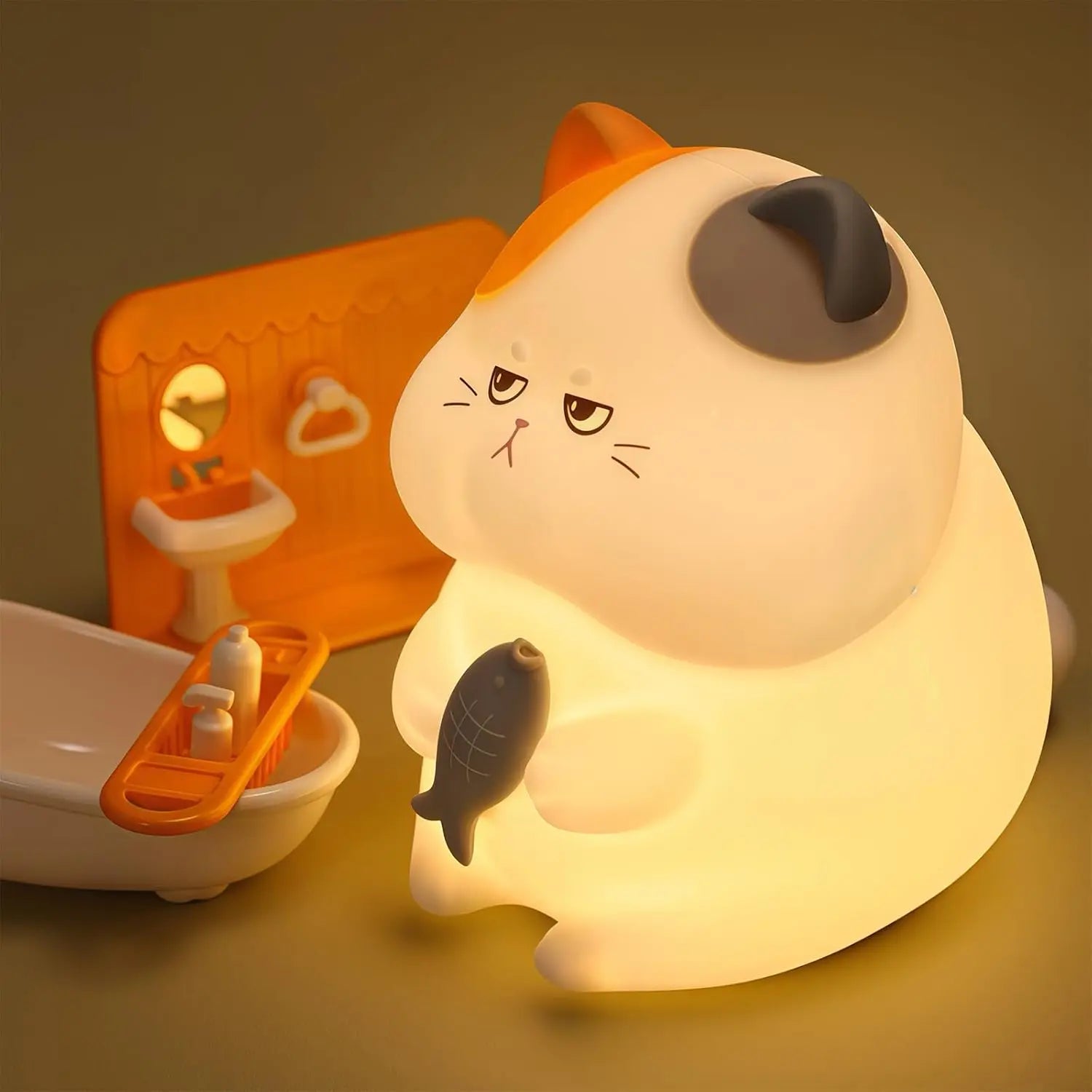 Gourmand Cat Night Light,Ambient Pat-Pat Lamp,Rechargeable,Timer,Ideal for Home Decor,Perfect Gift Choice